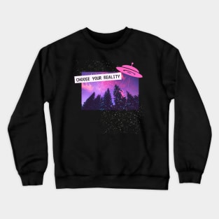 Vaporwave Alien Ufo Trip Party Techno Club Glitch Crewneck Sweatshirt